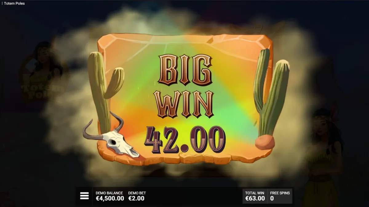 Totem Poles slot machine com tema de cultura indígena e totens esculpidos